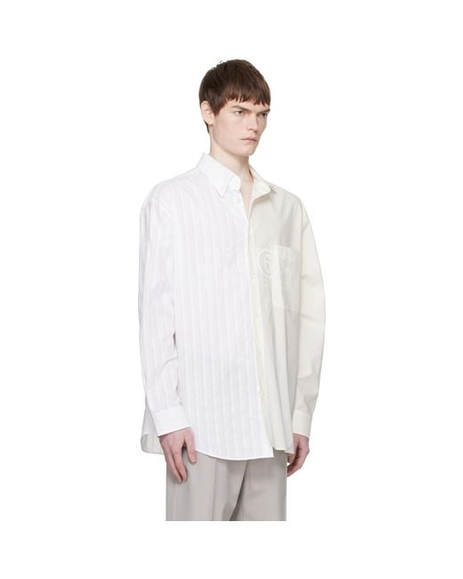 MM6 by Maison Margiela White Off- & Numeric Asymmetric Shirt for men