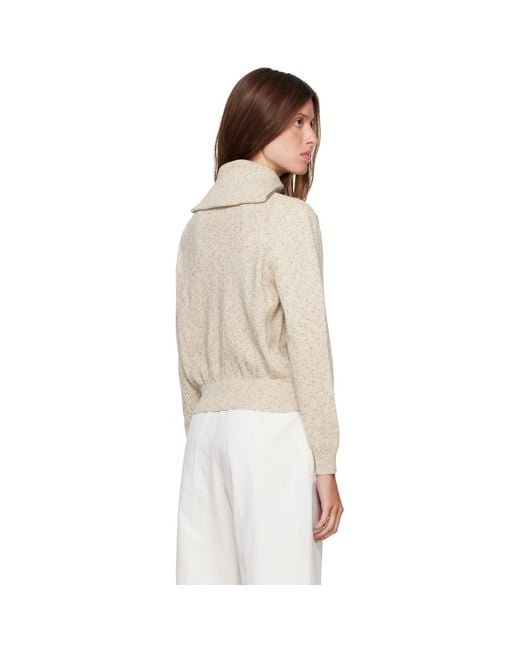 Cordera Natural Off- Flecked Cotton Zip-Up Sweater