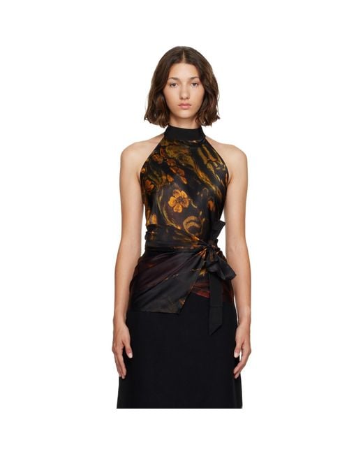 Dries Van Noten Black Satin Blouse