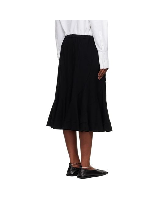 Yohji Yamamoto Black Eringi Midi Skirt