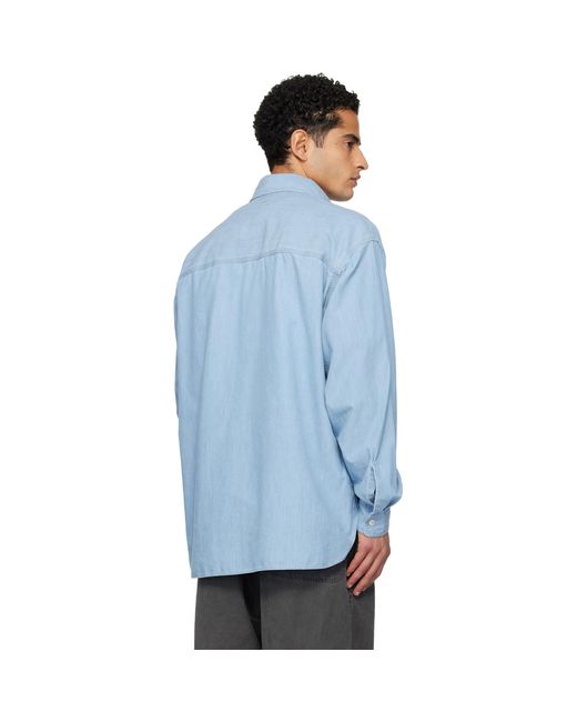 Nanamica Blue Ooal Regular Collar Chambray Shirt for men