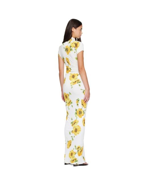 Alaïa Metallic Draped Printed Maxi Dress