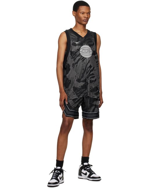 Nike Black & Gray Embroidered Tank Top for men