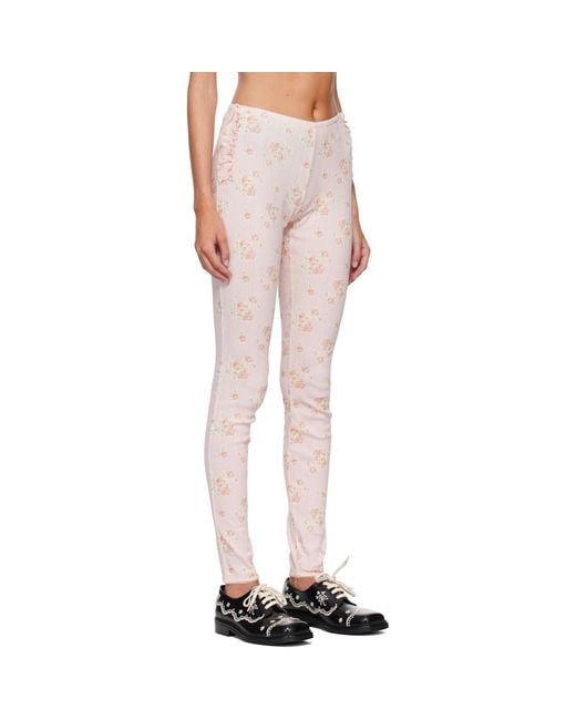 Simone Rocha Pink Pointelle Ruffle Frill Leggings