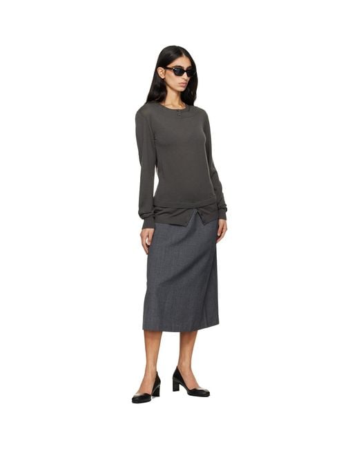 TONYWACK Black Wool Midi Skirt