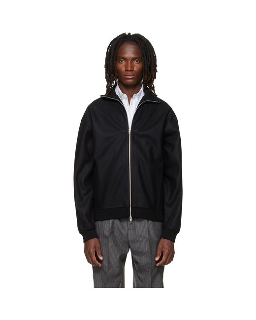 Jil Sander Black Wool Melton Zip-Up Jacket for men