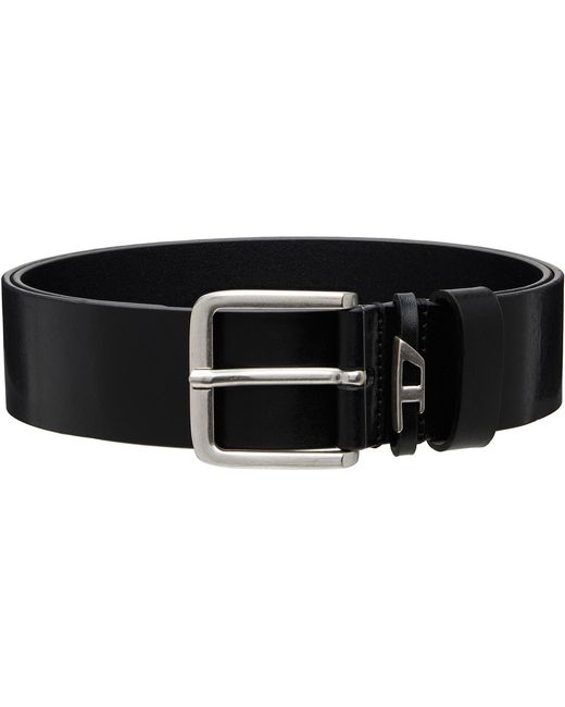 DIESEL Black 4Cm Crinkle Leather Belt for men