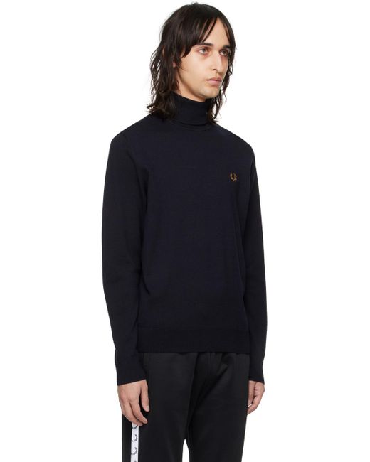 Fred Perry Blue Navy Roll Neck Turtleneck for men