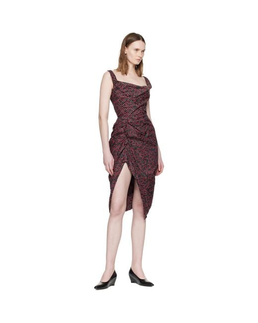 Vivienne Westwood Red Sleeveless Side Panther Midi Dress