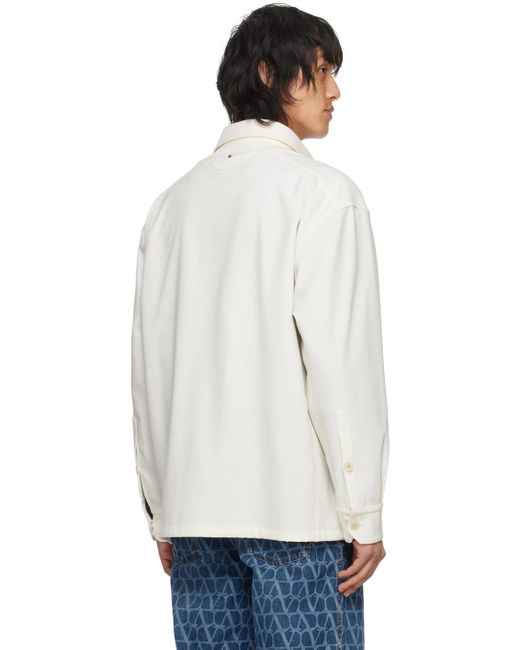 メンズ Valentino オフホワイト スプレッドカラー シャツ White
