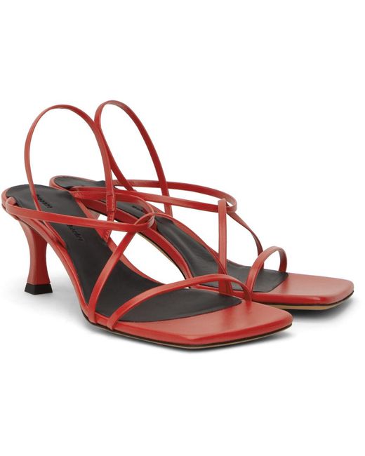 Proenza Schouler Black Red Square Strappy Heeled Sandals
