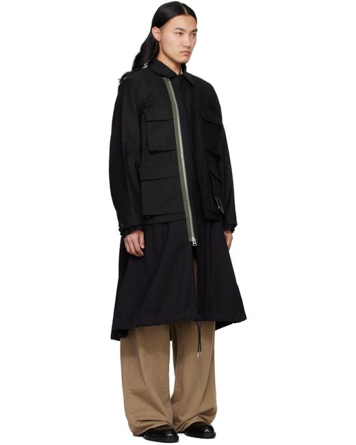 Sacai Black Wtaps Edition Cotton Back Satin Coat for men