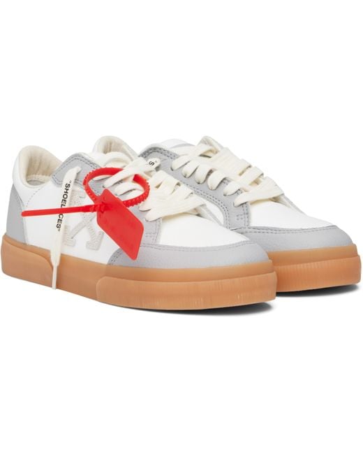 メンズ Off-White c/o Virgil Abloh ホワイト＆グレー New Low Vulcanized レザースニーカー Black