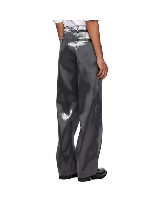 HELIOT EMIL Gray Liquid Metal Trousers for men