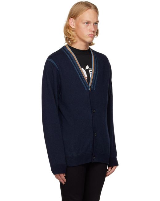 PS by Paul Smith Blue Navy Rib Cardigan for men