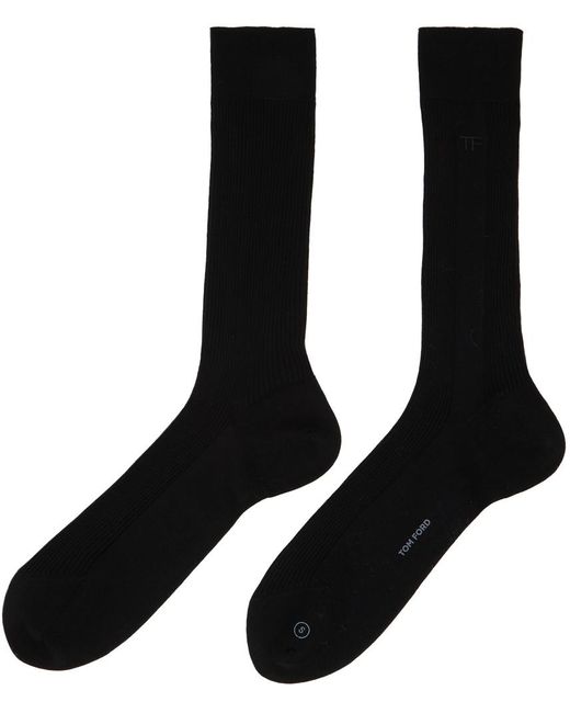 Tom Ford Black Embroidered Socks for men