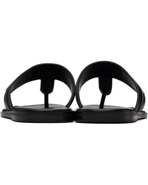Tom Ford Black Smooth Leather T-Sandals for men