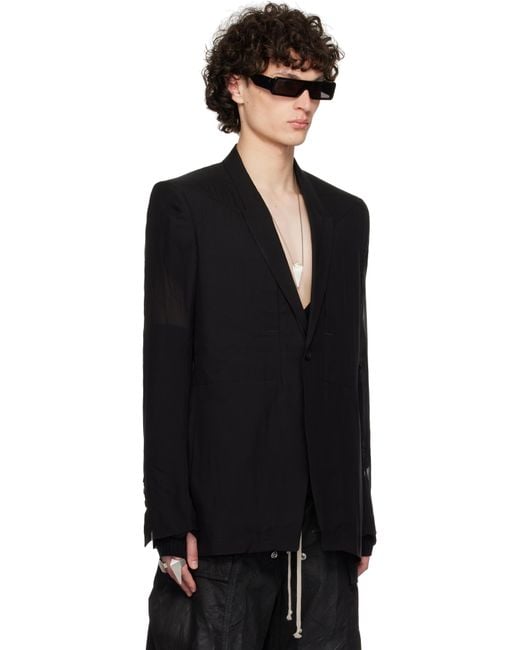 メンズ Rick Owens ブラック Hollywood Fogpocket Soft Soft テーラードジャケット Black