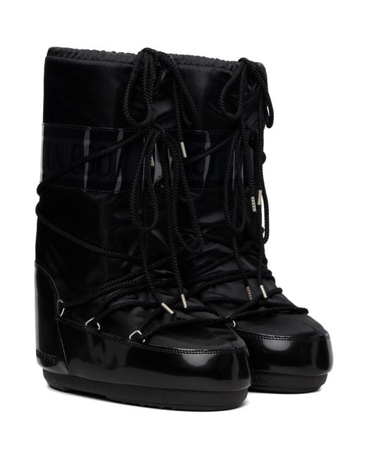 Moon Boot Black Icon Glance Satin Boots for men