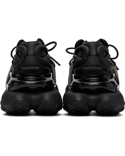 Balmain Black Leather Unicorn Low-Top Sneakers for men