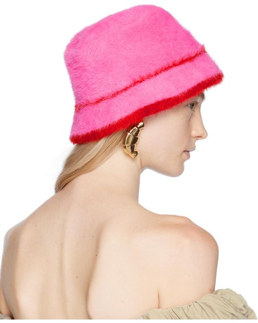 Jacquemus Pink Le Bob Neve Faux Fur Bucket Hat