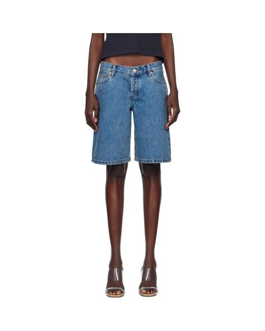 Still Here Blue Stoop Denim Shorts