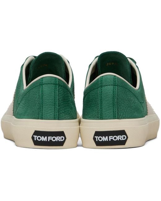 Tom Ford Green Leather Cambridge Sneakers for Men | Lyst