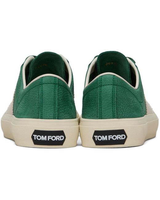 Tom Ford Green Leather Cambridge Sneakers for men