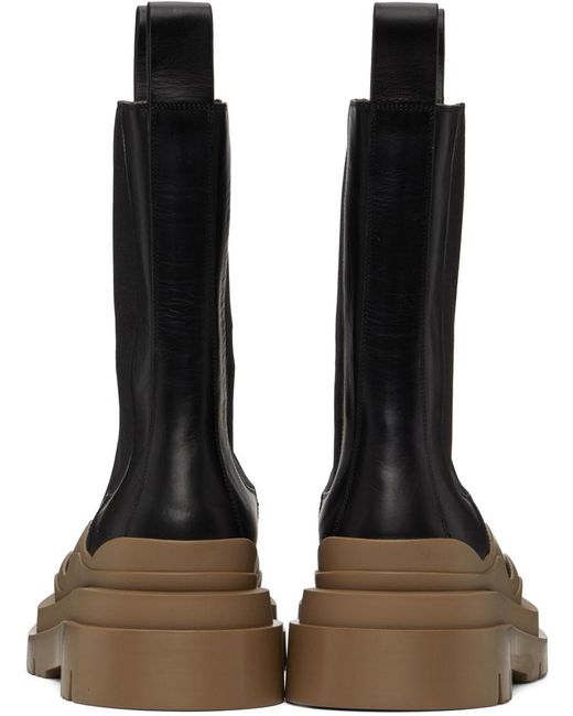 Bottega Veneta Black & Taupe Tire Chelsea Boots for men