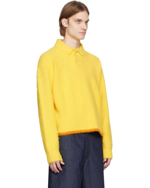 Jacquemus Yellow Polo Neve Brushed-knit Sweater for men