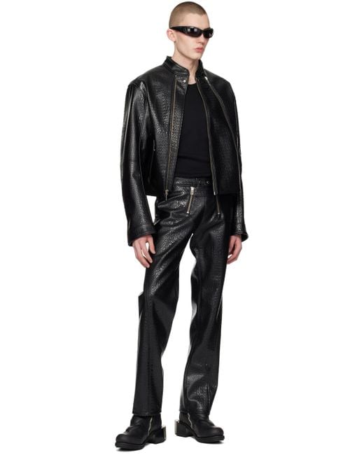 GmbH Black Ravn Faux-leather Biker Jacket for men