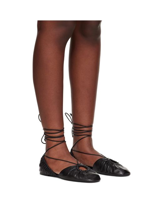 Lanvin Brown Mesure Lace-Up Leather Ballerina Flats