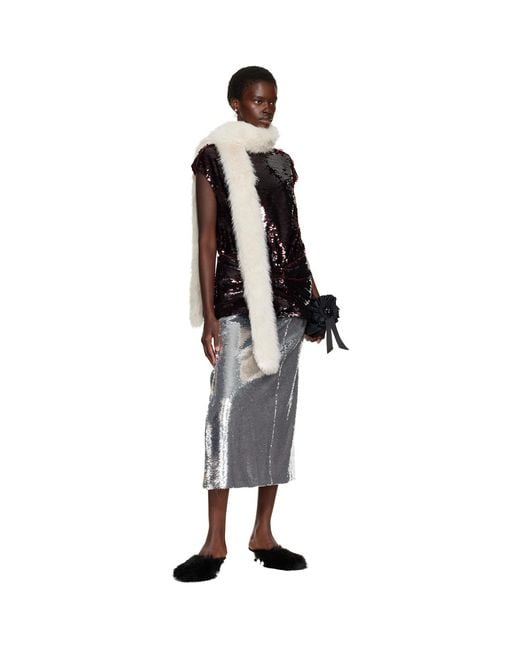 Simone Rocha Natural Off- Skinny Faux Fur Scarf