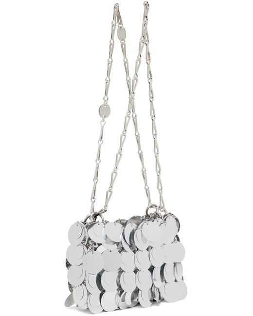 Nano sac de style cotte de mailles argenté Rabanne en coloris White