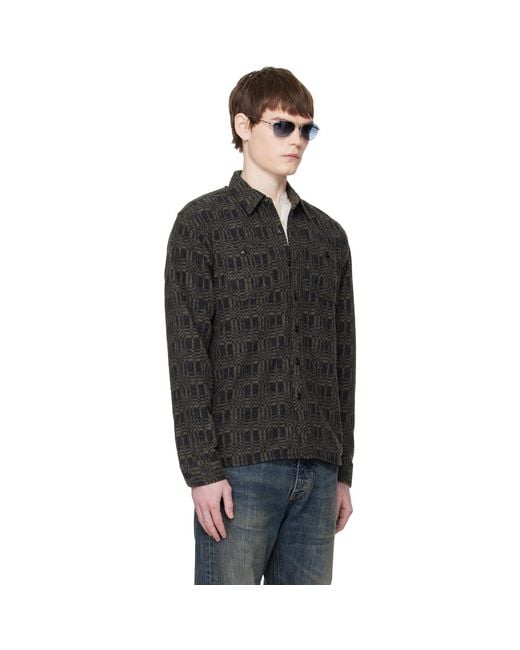 RRL Black Jacquard-Knit Wool-Blend Work Shirt for men