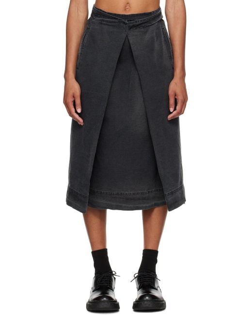YMC Black George Midi Skirt