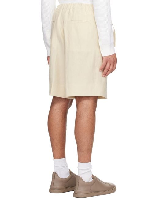 Zegna Natural Off-white Cinch Shorts for men