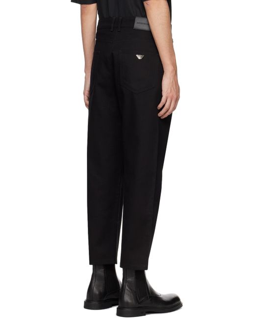 Emporio Armani Black Five-Pocket Trousers for men