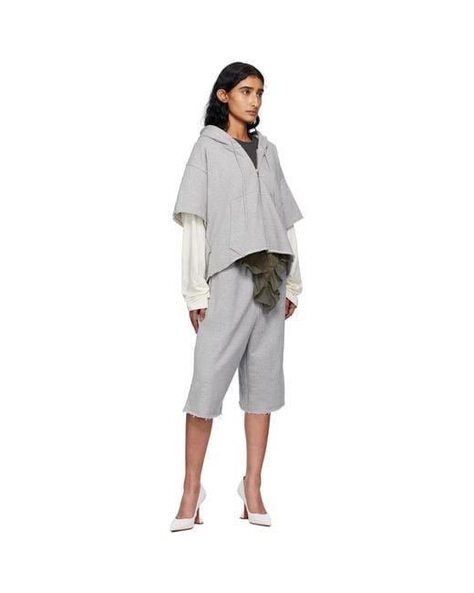 Pushbutton Gray Raw Edge Zip-Up Hoodie
