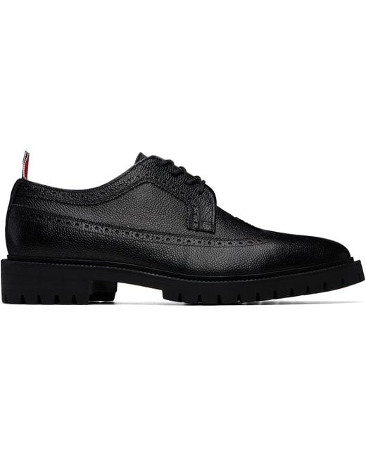 Thom Browne Black Pebble Grain Leather Longwing Brogues for men