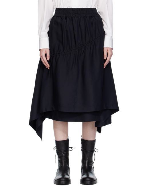 Y-3 Black Twill Midi Skirt