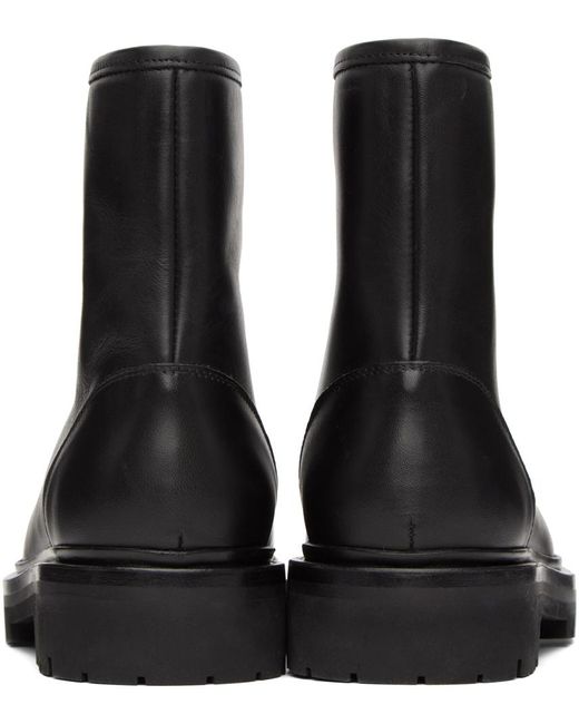 LEGRES Black Oiled Leather Ankle Boots