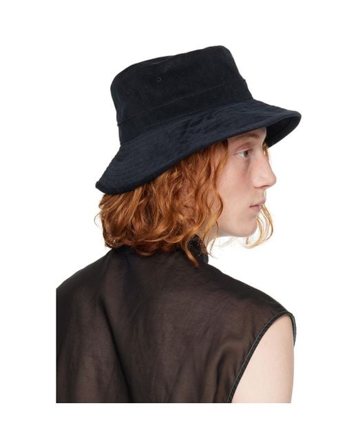 Jil Sander Black Navy Corduroy Bucket Hat for men