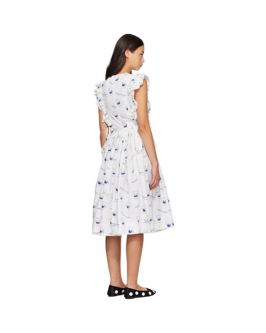 Sandy Liang White Mott Midi Dress