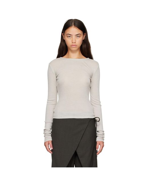 St. Agni Gray Off- Baby Wool Long Sleeve T-Shirt