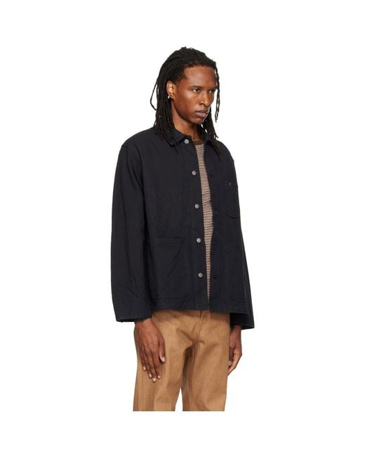 Nudie Jeans Black Howie Duck Canvas Chore Jacket for men