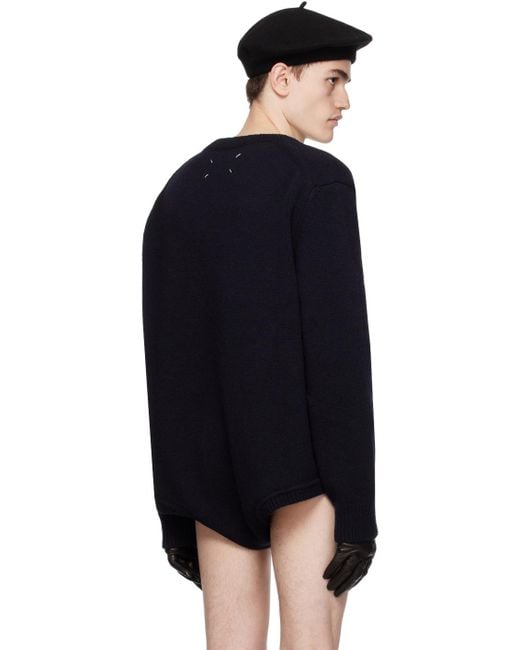 Maison Margiela Black V-neck Sweater for men