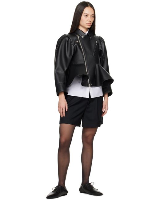 Noir Kei Ninomiya Black Zip Faux-Leather Jacket
