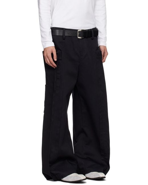 Fax Copy Express Black Oversized Cargo Pants for men
