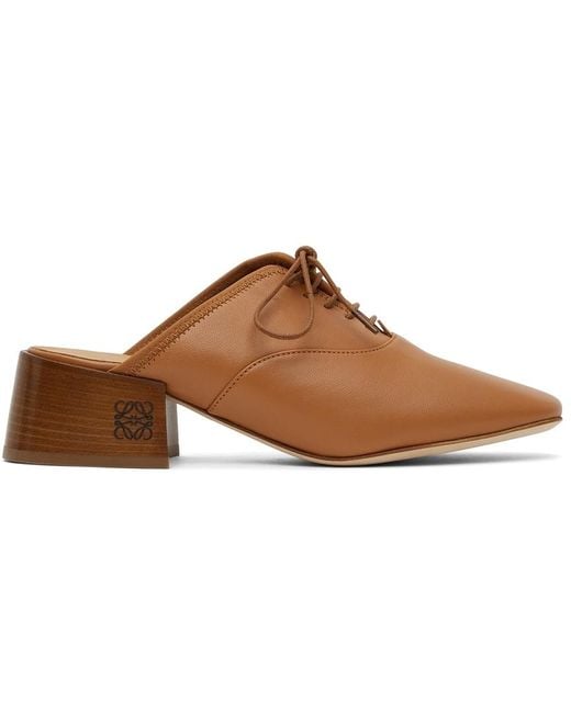 Loewe Brown Tan Slip-on Derby Mules